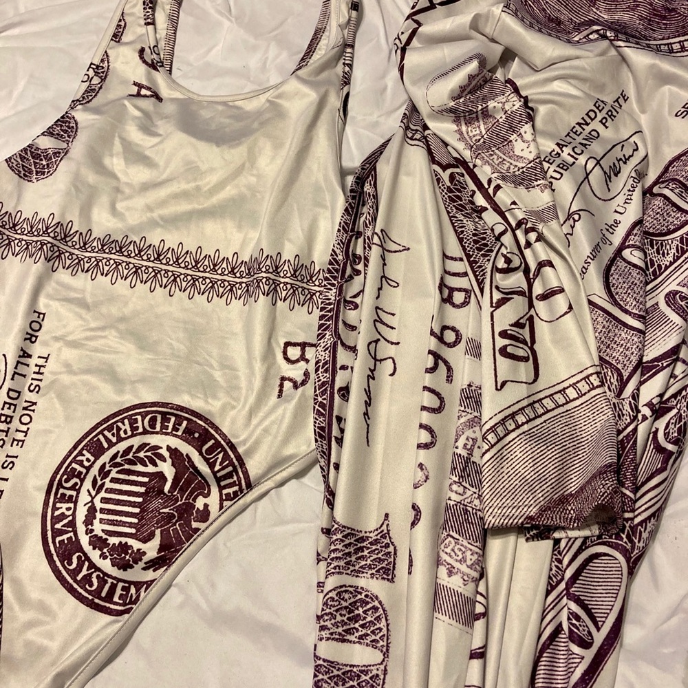 New Purple Money Swimsuit with matching cover up